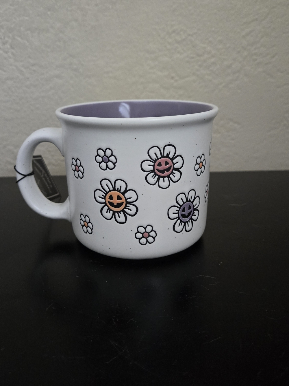 Halloween Ceramic Flower Smile Pumpkin Mug with Pastel Interior